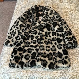 Leopard fur long coat